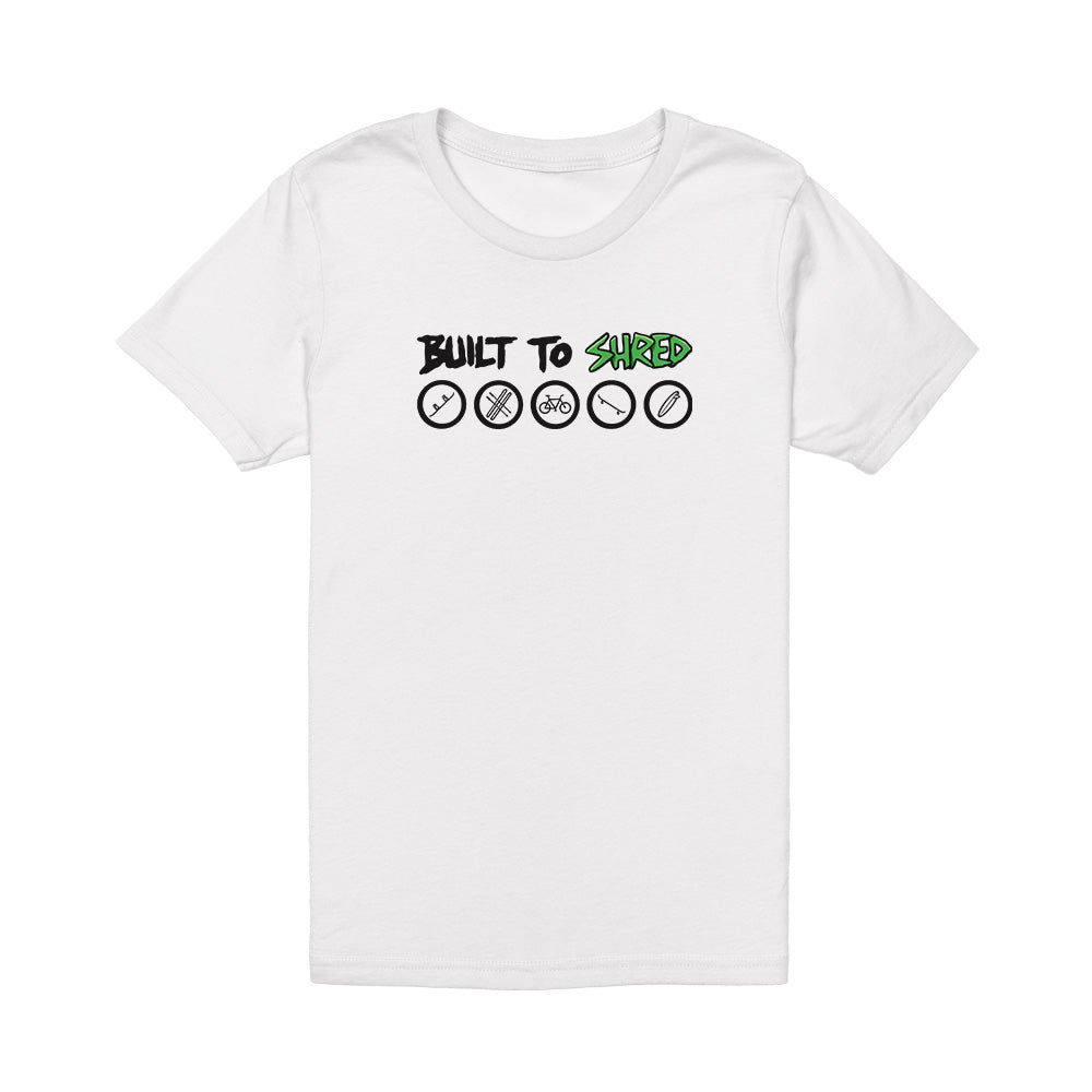 California Kids Collection | Built To Shred - Youth - White | Eco-Friendly, Sustainable Kids Apparel