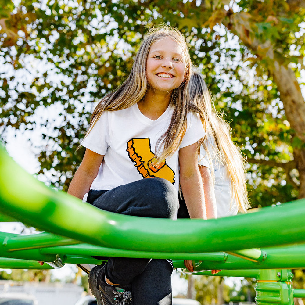 California Kids Collection | California Orange State - Youth - White | Eco-Friendly, Sustainable Kids Apparel