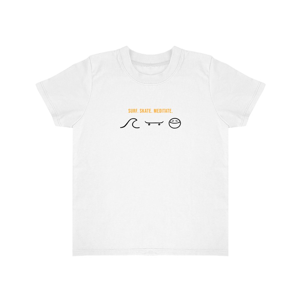 California Kids Collection | Surf Skate Meditate - Baby - White | Eco-Friendly, Sustainable Kids Apparel