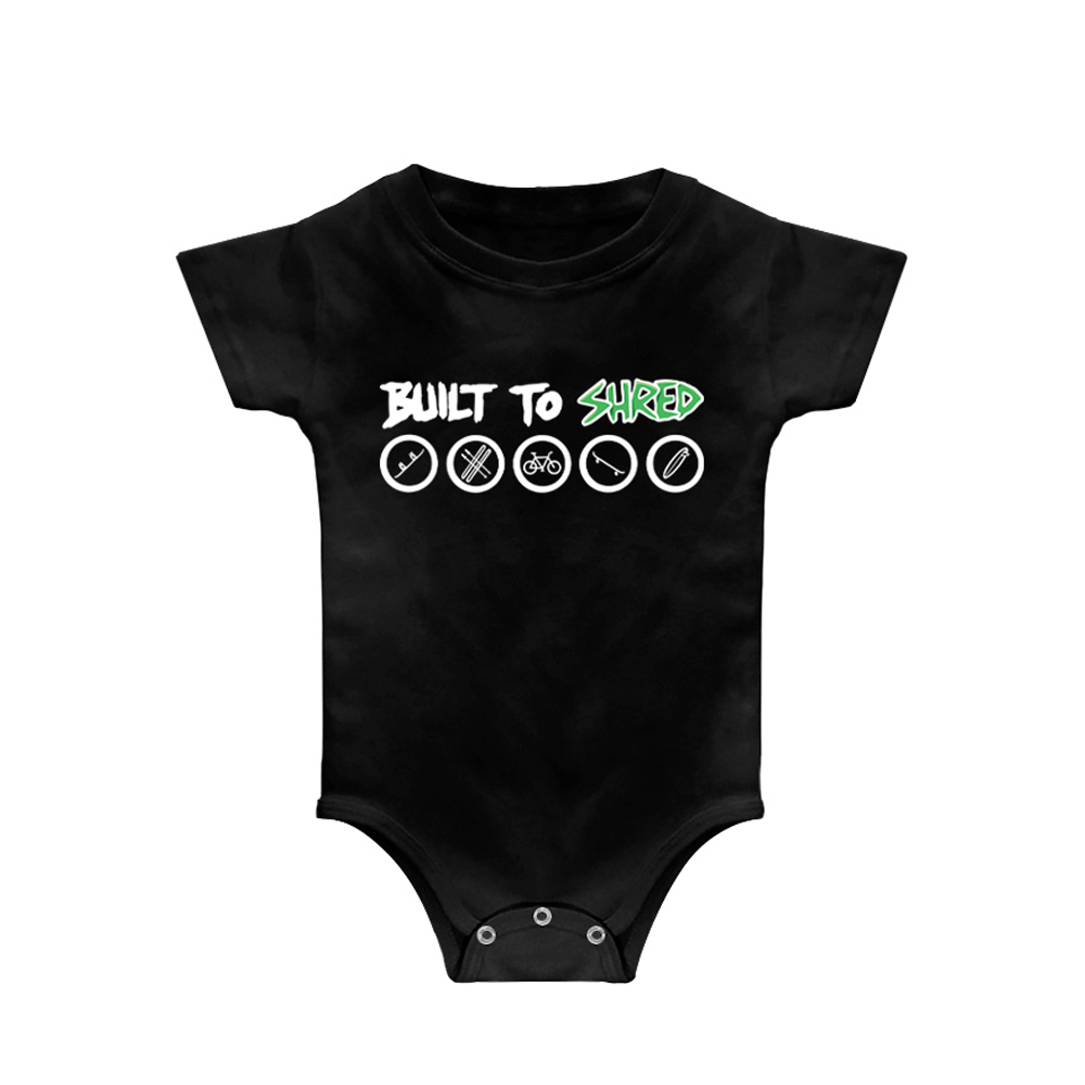 California Kids Collection | Built To Shred - Onesie - Black | Eco-Friendly, Sustainable Kids Appare
