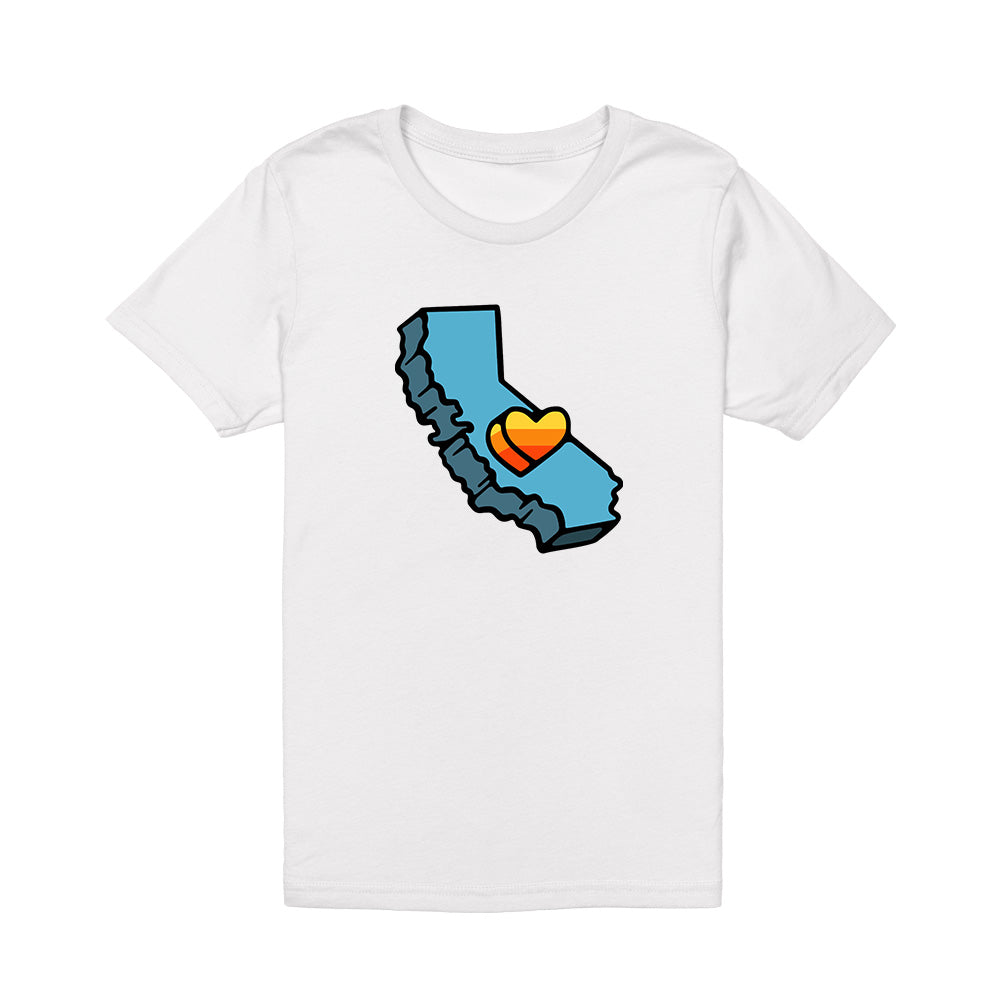 California Kids Collection | California Blue State - Youth - White | Eco-Friendly, Sustainable Kids Apparel