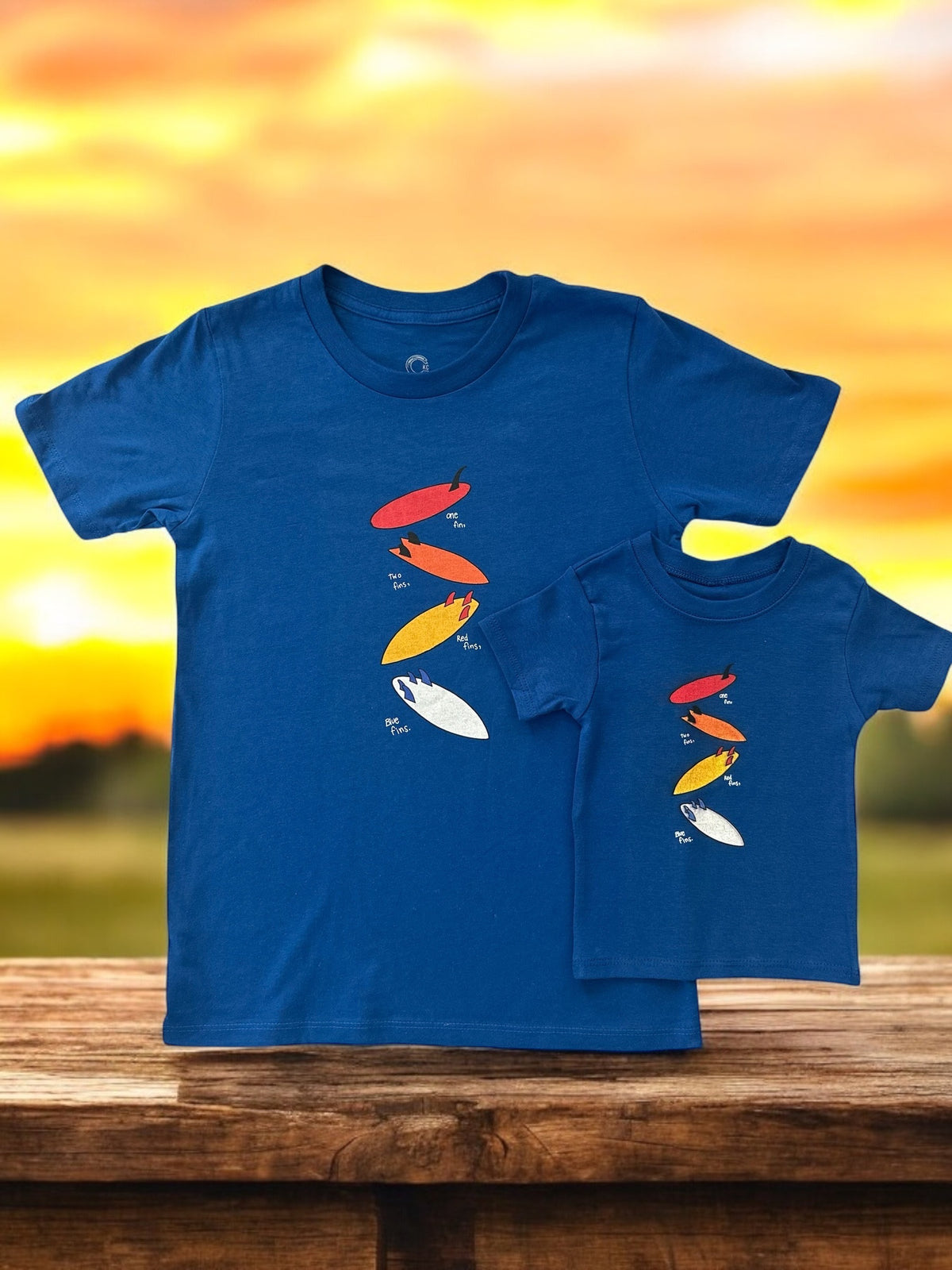 1 Fin, 2 Fin, Red Fin, Blue Fin | Baby Tee