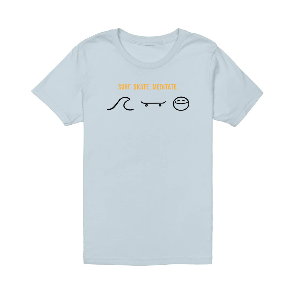 California Kids Collection | Surf Skate Meditate - Youth - Blue | Eco-Friendly, Sustainable Kids Apparel
