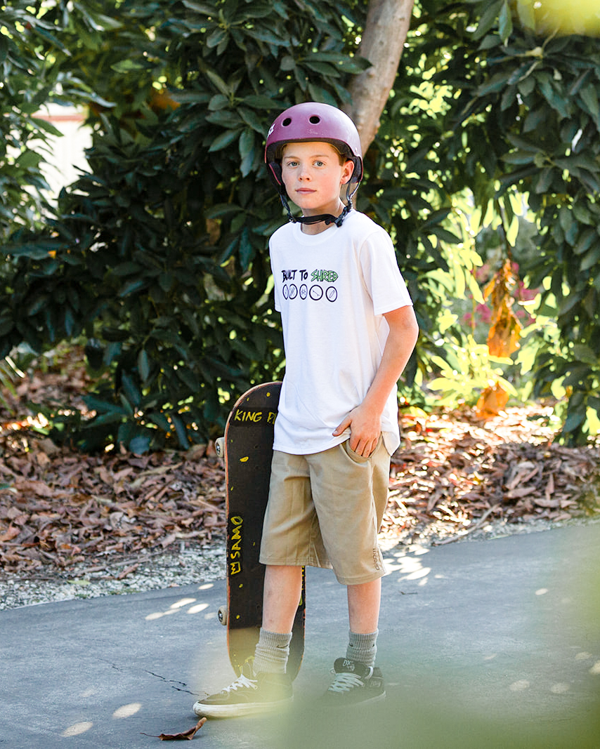 California Kids Collection | Built To Shred - Youth - White | Eco-Friendly, Sustainable Kids Apparel