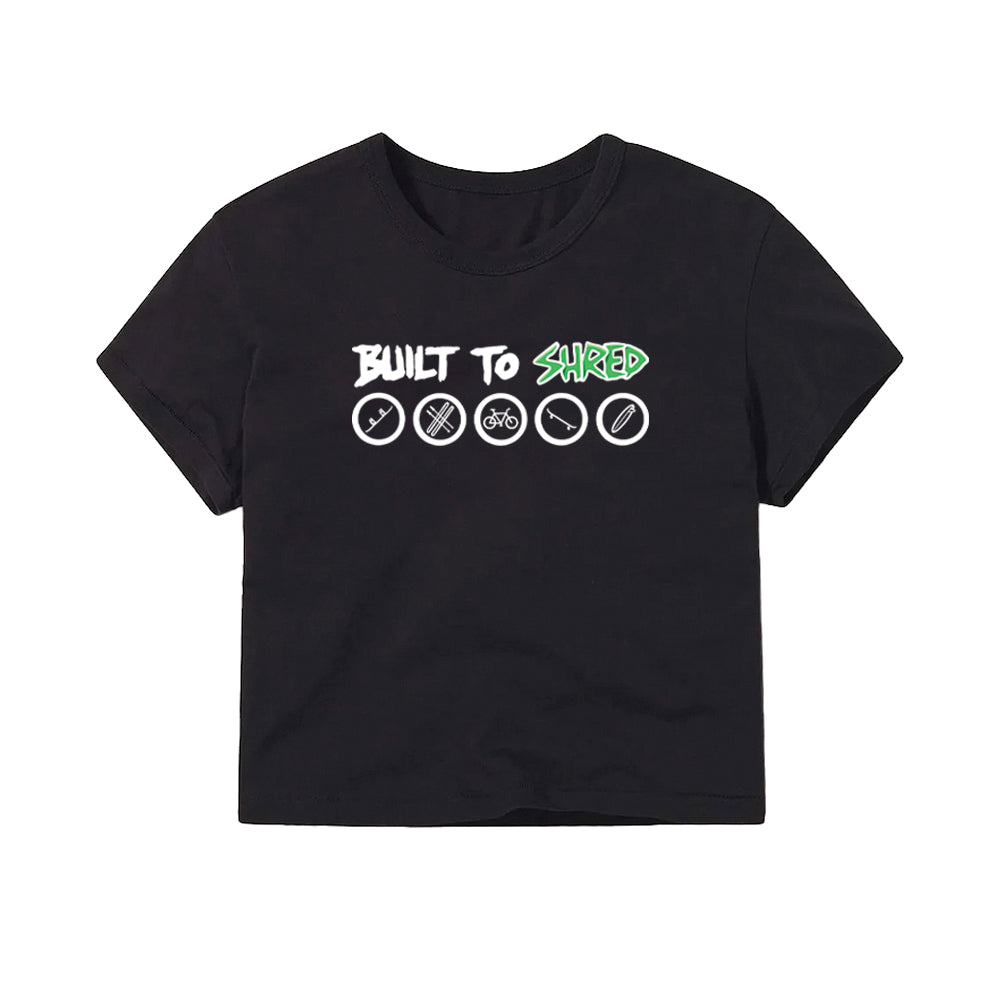 California Kids Collection | Built To Shred - Women&#39;s Crop - Black | Eco-Friendly, Sustainable Kids Apparel