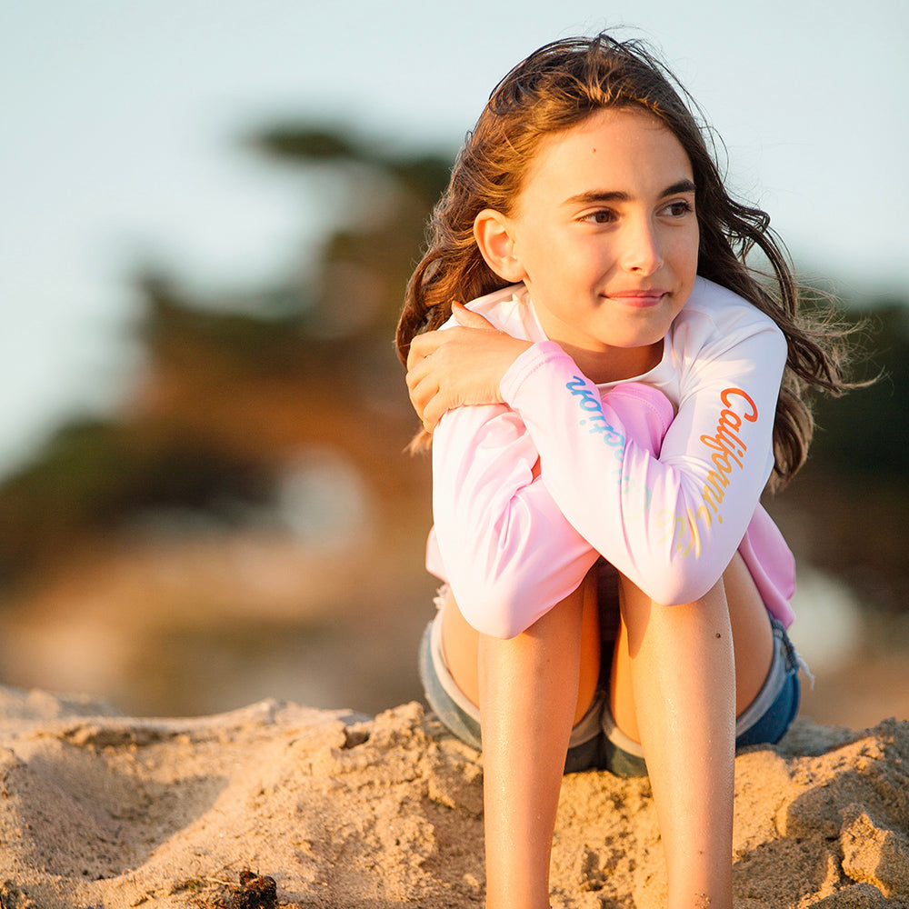 California Kids Collection | Rash Guard - Youth - Pink | Eco-Friendly, Sustainable Kids Apparel